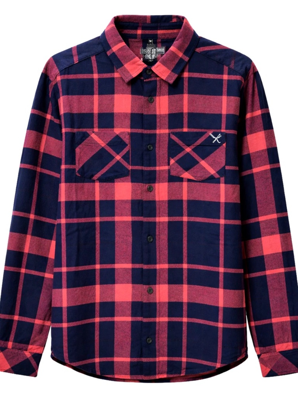 DISTORTED PEOPLE Springtime Check Flannel Navy & Spiced Coral Size Medium